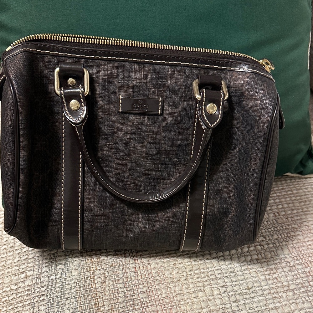 Gucci Dark Brown Vintage Monogram Boston Bag